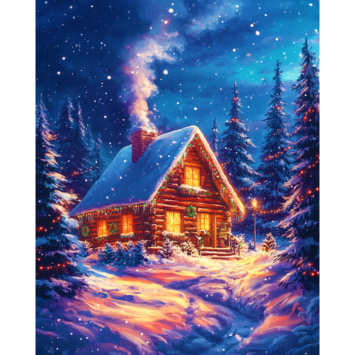 Scène hivernale festive