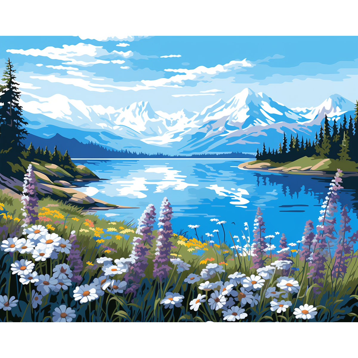 Paysage de myosotis