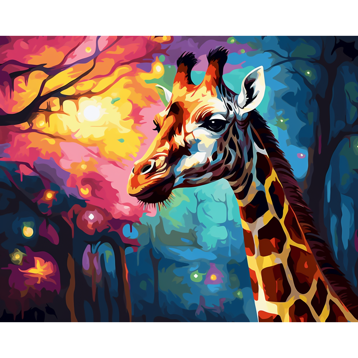 Girafe des hauteurs illuminée