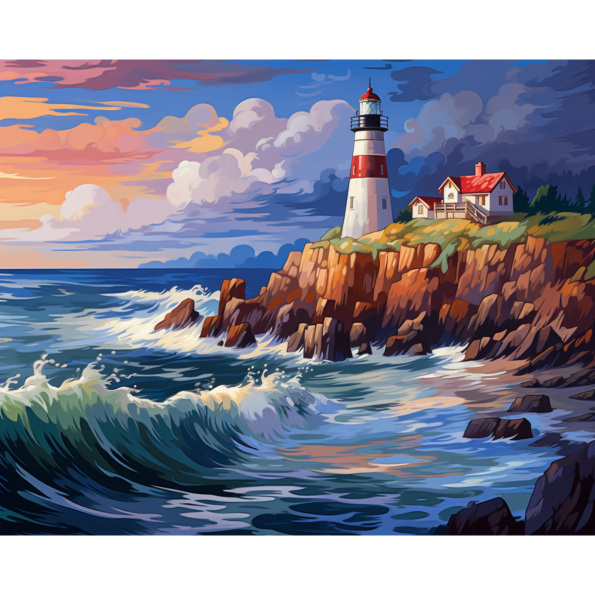 Phare en gouache