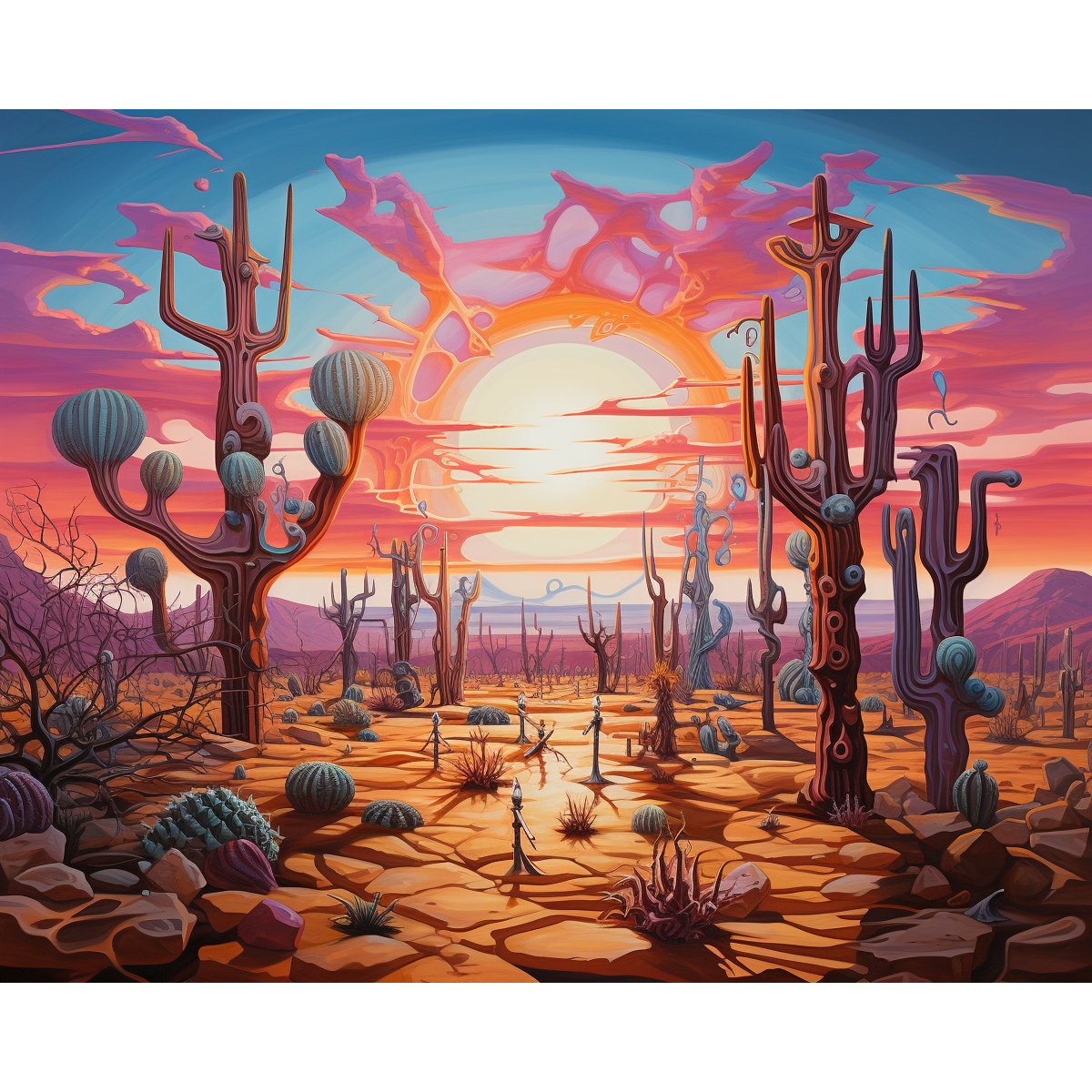 Coucher de soleil sur un cactus